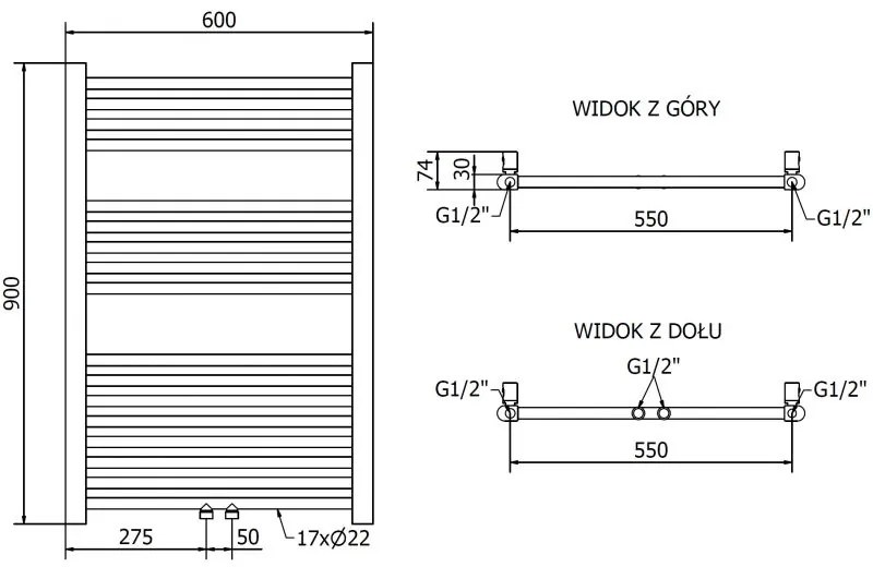 Mexen Mars, elektrické vykurovacie teleso 900 x 600 mm, 300 W, zlatá lesklá, W110-0900-600-2300-50