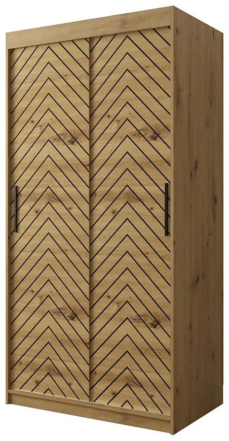 Skriňa Jodełka 1 100 dub Artisan/dub Artisan/čierna