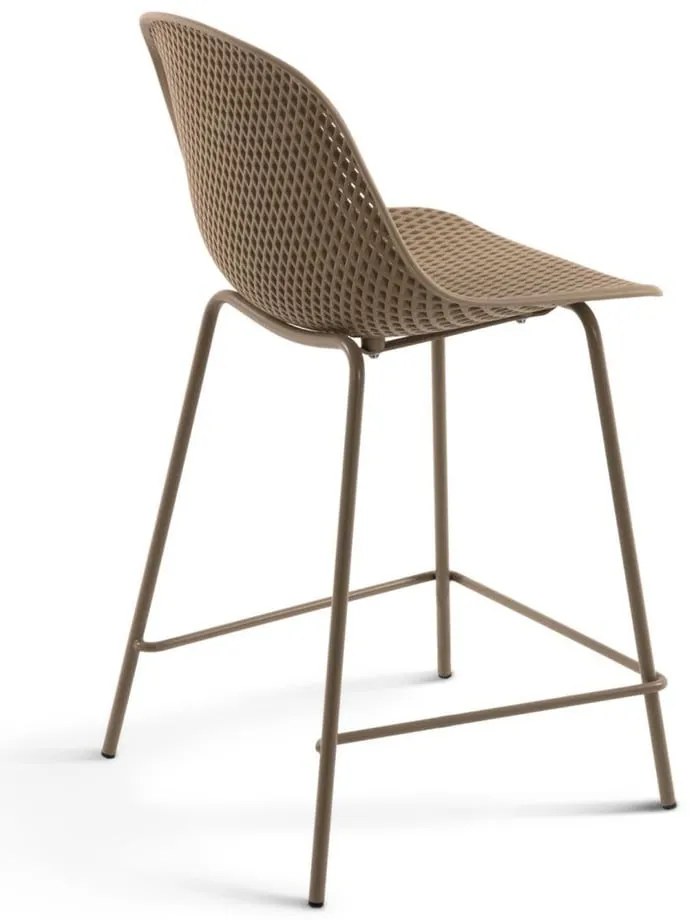Béžová kovovo-plastová záhradná barová stolička Quinby – Kave Home
