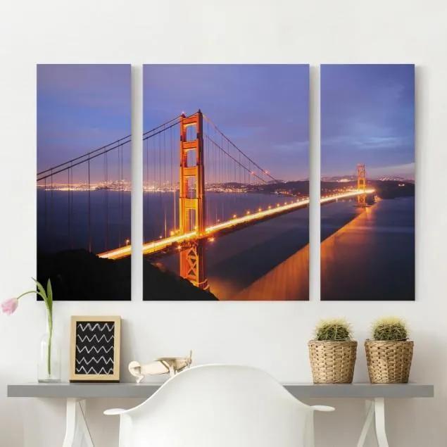 Trojdielny obraz Most Golden Gate v noci