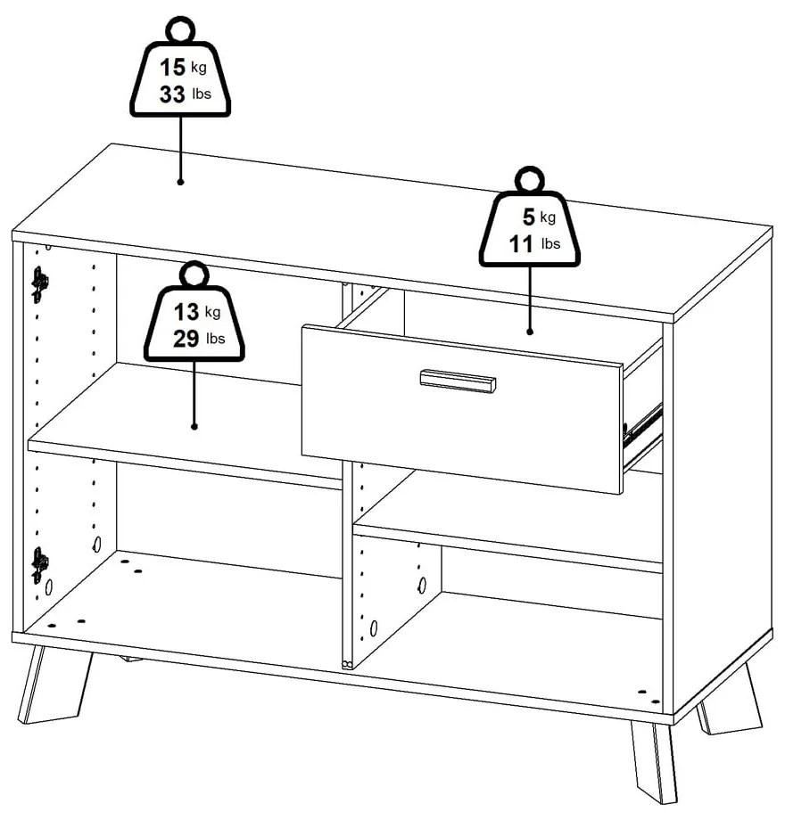 Biela/v prírodnej farbe komoda v dekore duba 99x73x39 cm Ikast – Tvilum