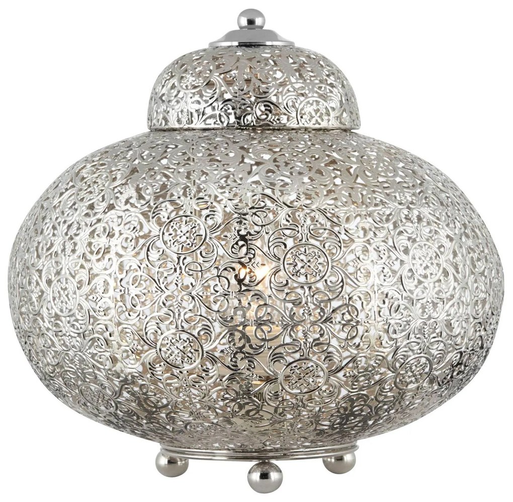 Stolná lampa Moroccan Fretwork v niklovom lesklá