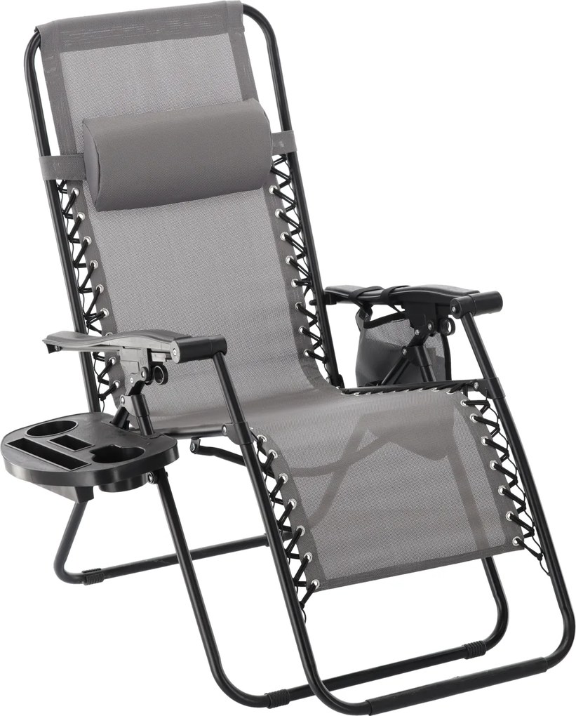 CH Záhradné skladacie relaxačné kreslo Zero II - sivá