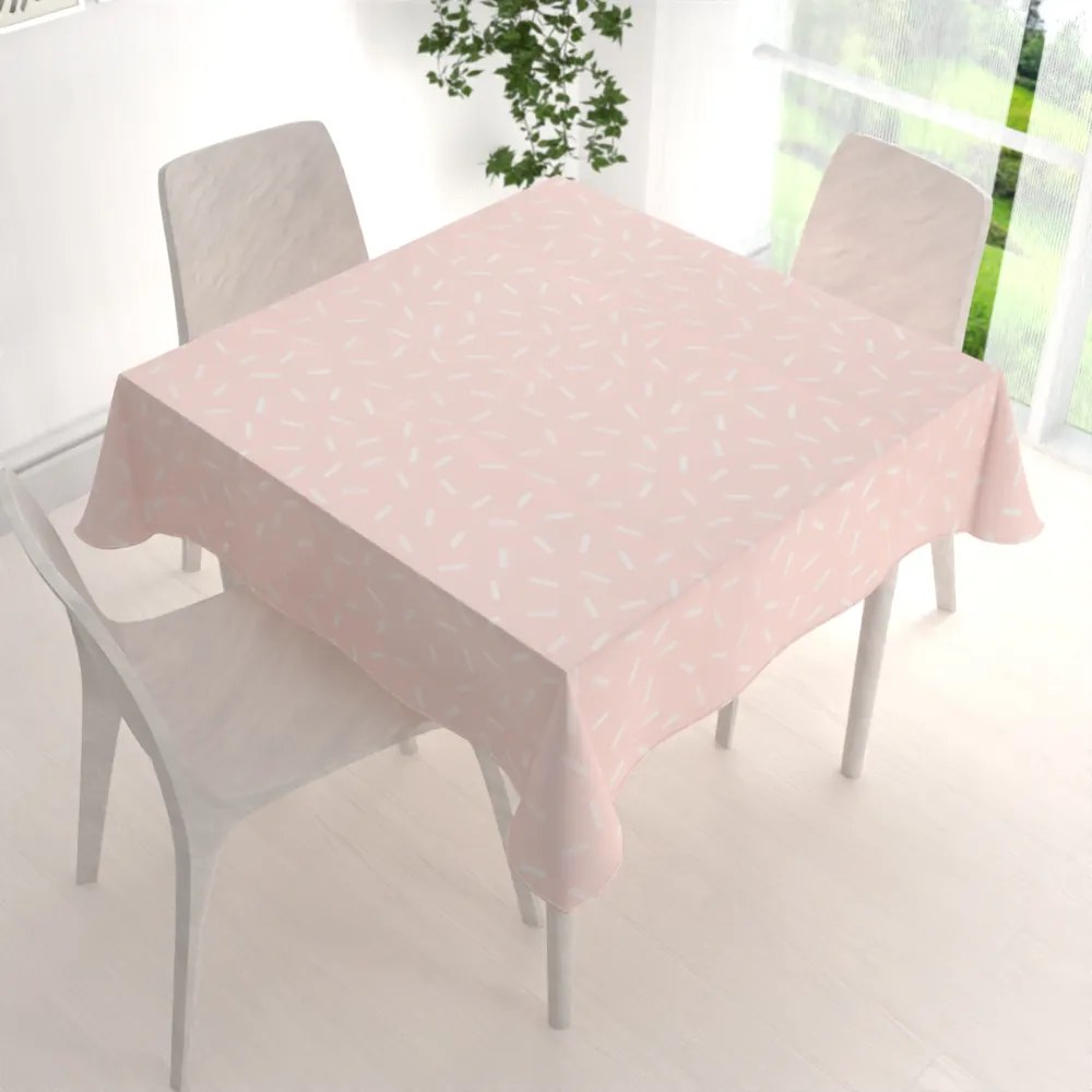 Biante Dekoračný štvorcový obrus PM-062 Konfety na pastelovo lososovom 80x80 cm