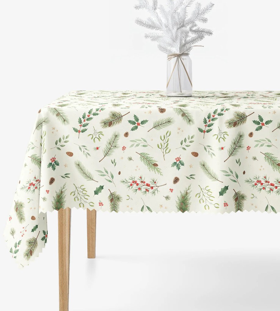 Goldea vianočný hranatý teflónový obrus - zimné vetvičky 100 x 100 cm