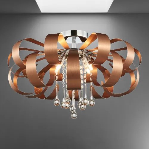 Krištáľ stropné svietidlo copper LUXERA 64410 RIBBON Ø60 40W