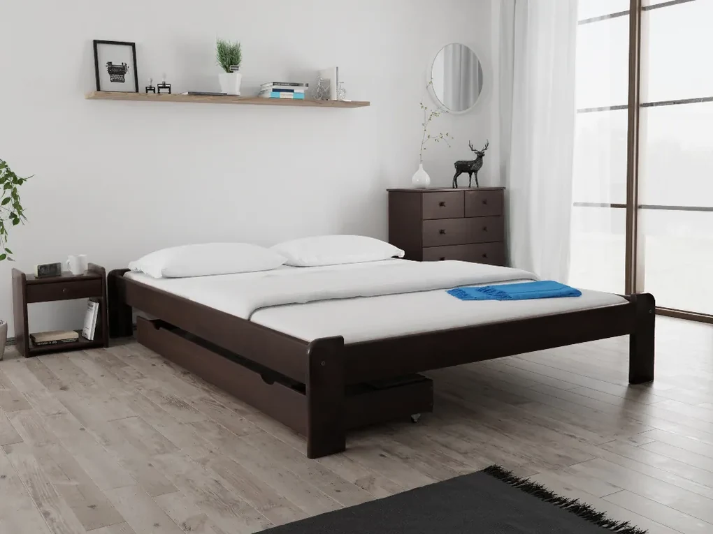 Posteľ Ada 140 x 200 cm, orech Rošt: S lamelovým roštom, Matrac: Matrac Somnia 18 cm