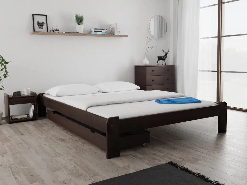 Posteľ Ada 140 x 200 cm, orech Rošt: S latkovým roštom, Matrac: Matrac COCO MAXI 20 cm