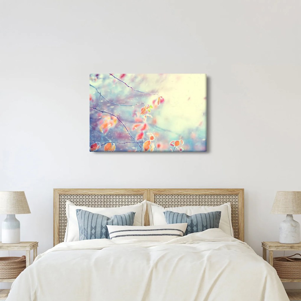 Obraz - Lístky v ľade (90x60 cm)