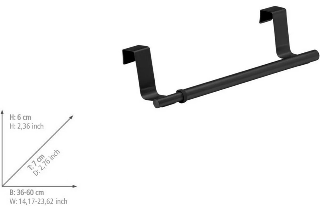 Wenko Nastaviteľný držiak na utierky 36-60 cm, čierna, M