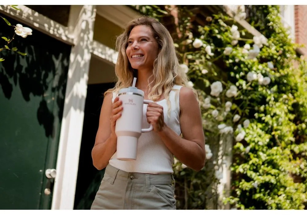 Svetloružová termoska so slamkou z nehrdzavejúcej ocele 1,18 l Quencher H2.0 FlowState Tumbler Rose Quartz – Stanley