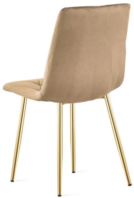Set dvoch jedálenských stoličiek LIBRA zamatové, hnedé / zlaté nohy (2 ks)