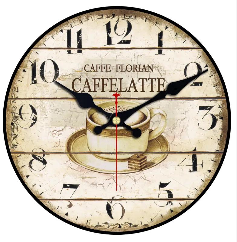 Veselá Stena Drevené nástenné hodiny Caffé Latte