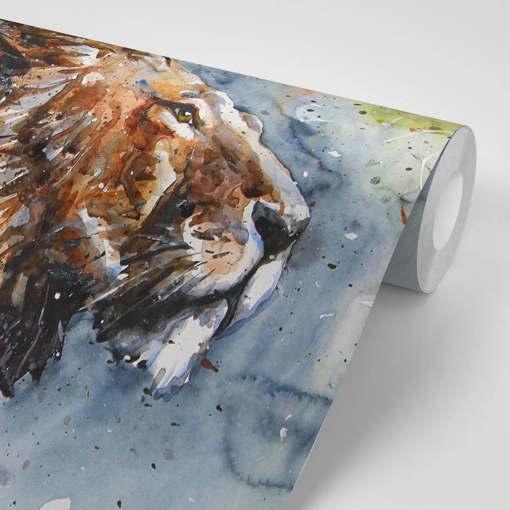 Samolepiaca tapeta kráľ zvierat v akvareli - 300x200