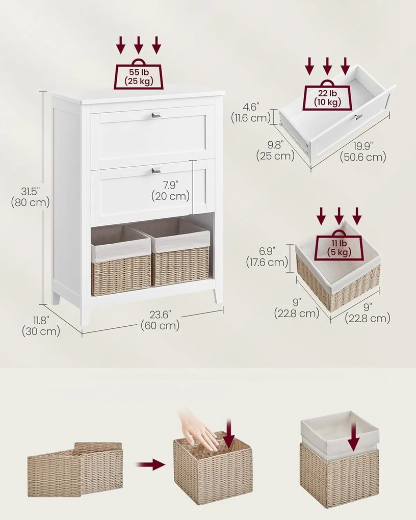 Kúpeľňová skrinka Vasagle Norah biela