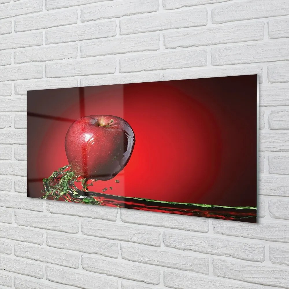 Obraz na skle jablko vo vode 125x50 cm