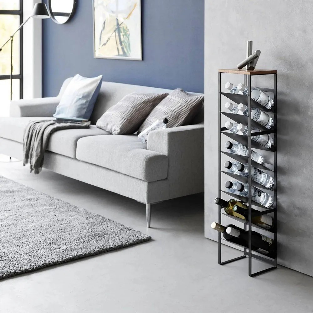 Čierny kovový regál na víno počet fliaš 16 20x88,5x19 cm Tower – YAMAZAKI