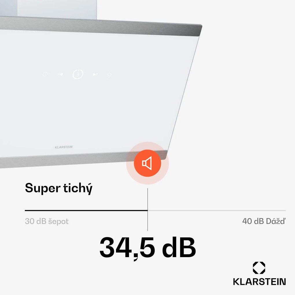 Klarstein FlashLine digestor, A++, 578 m³/h, 3 úrovne, dotykový, tichý, LED, odsávanie/recirkulácia, 100 W