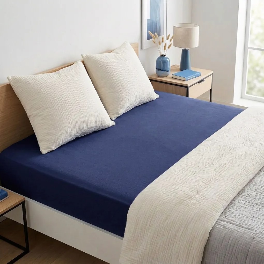 4Home jersey prestieradlo tmavomodrá, 180 x 200 cm