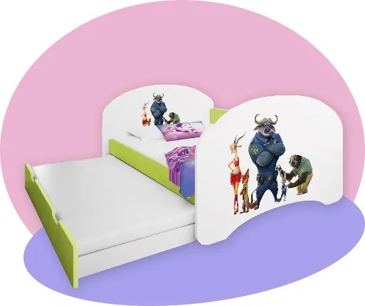 OR Hobby P2 detská posteľ s prístelkou lemon 160x80 - rozprávkové motívy Motív: 51 - Zootropolis