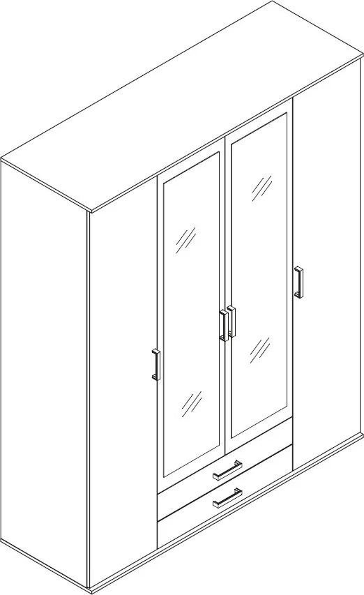 Šatníková skriňa Laurie, 159 cm, grafit/dub