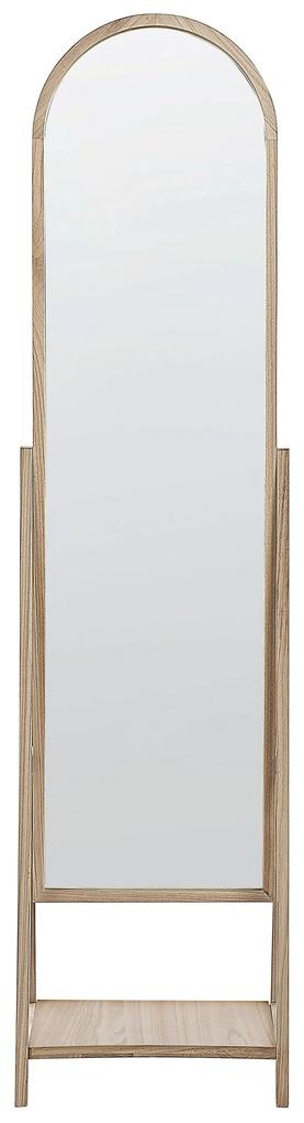 Stojace zrkadlo s policou svetlé drevo CHAMBERY Beliani