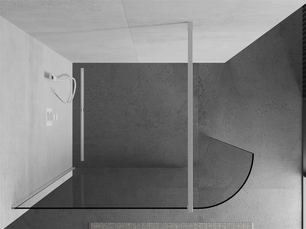 Mexen Kioto, zaoblená sprchová zástena 90 x 200 cm, 8mm číre sklo, biely profil, 800-080-101-20-06