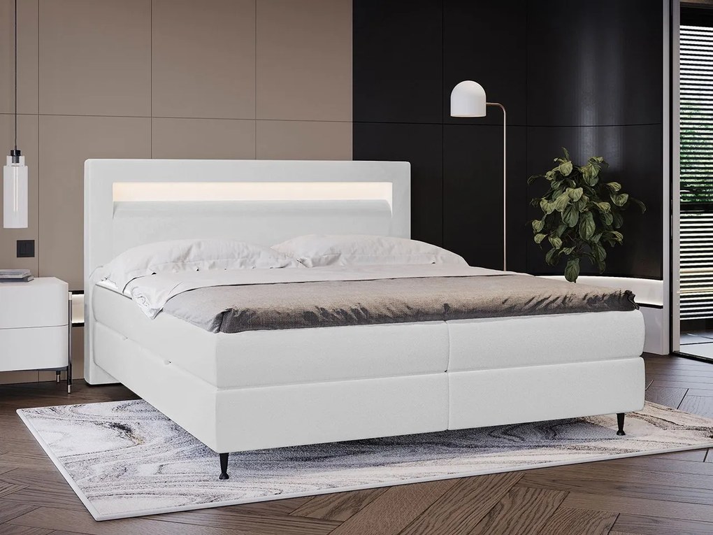 Kontinentálna posteľ s osvetlením Eurybia, Dostupné poťahy: Ekokoža Soft 011 (čierna), Rozmer postele: 140x200