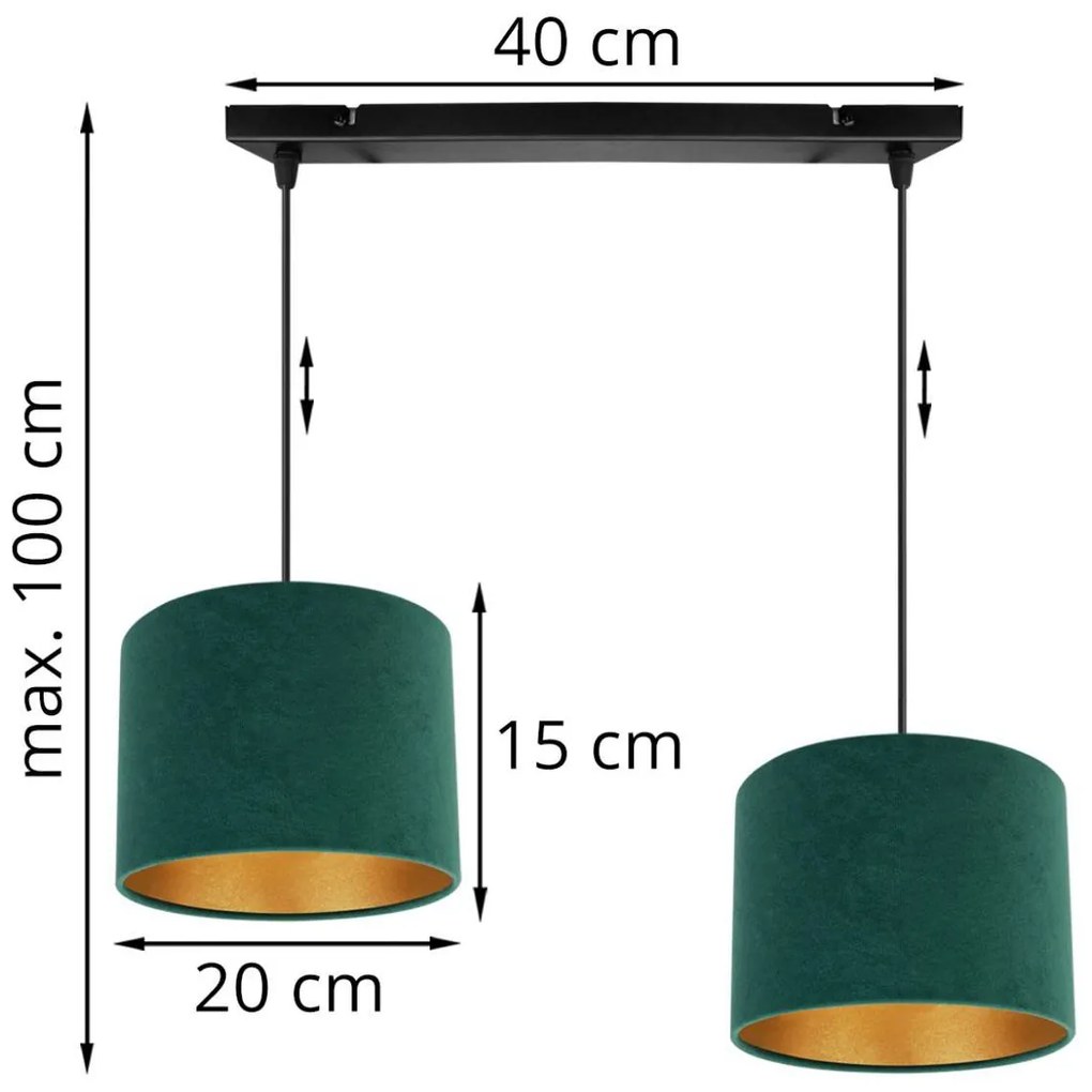 Závesné svietidlo MEDIOLAN, 2x textilné tienidlo (výber z 10 farieb), (výber z 3 farieb konštrukcie), G