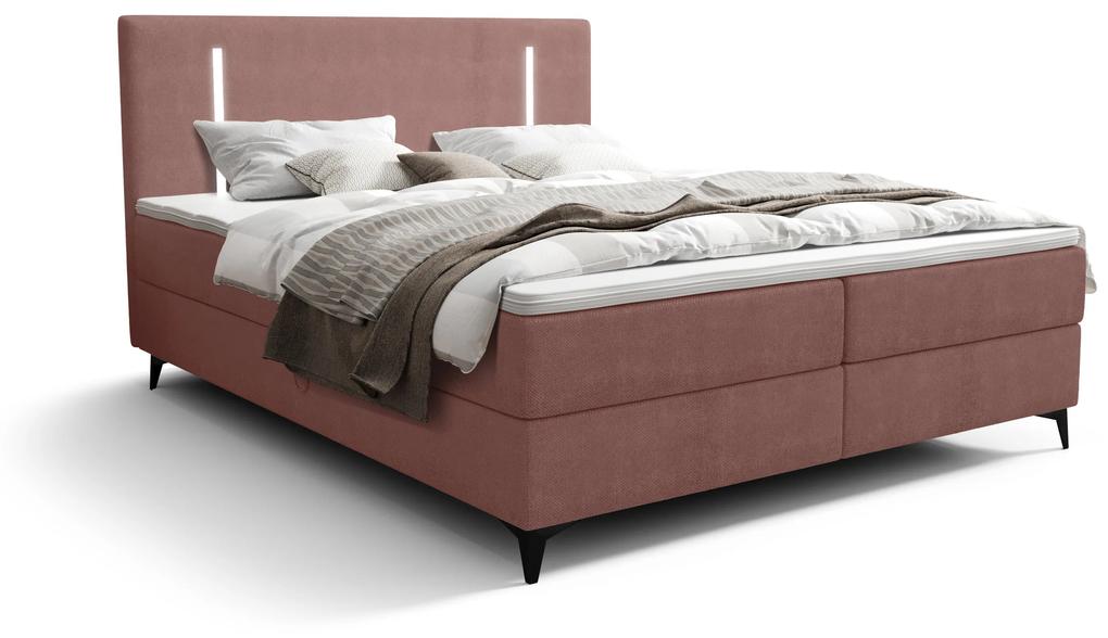 Manželská posteľ 160 cm Ortega Comfort (terakota) (s roštom a matracom, s úl. priestorom) (s LED osvetlením). Vlastná spoľahlivá doprava až k Vám domov. 1082729