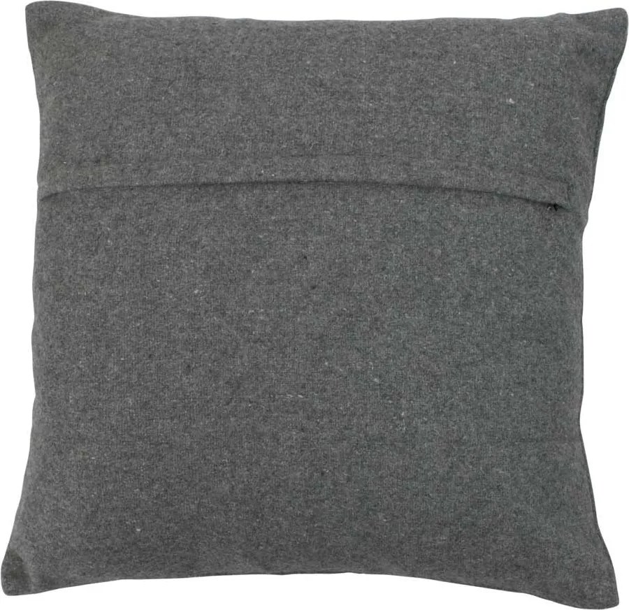 Šedý vlnený vankúš s jeleňom z hovädzej kože - 45 * 45 * 10cm