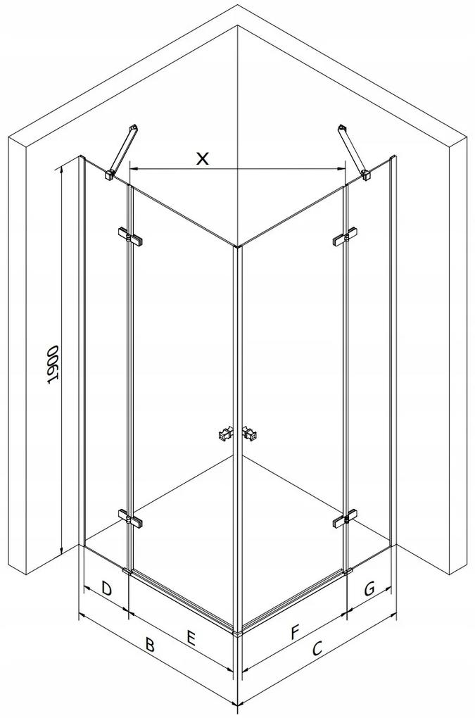 Mexen Roma Duo, sprchovací kút 100 (dvere) x 80 (dvere) cm, 6mm číre sklo, chrómový profil, 854-100-080-02-00