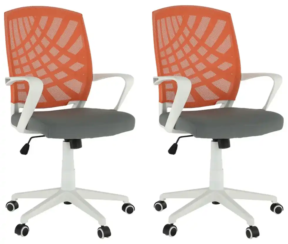 2 kusy, kancelárske kreslo, oranžová/sivá/biela, VIDAL | Biano