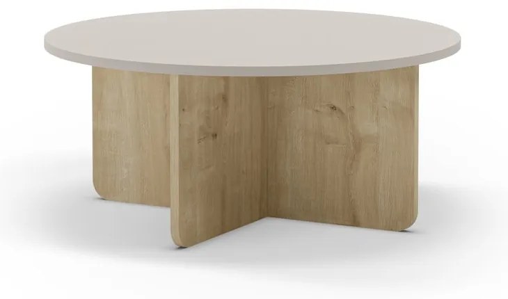 Krémovobiely/v prírodnej farbe okrúhly konferenčný stolík v dekore duba ø 80 cm Hillary – Marckeric