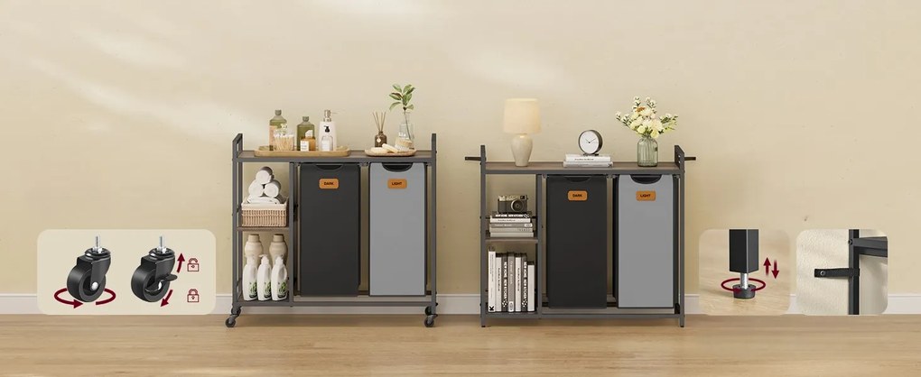 Koš na prádlo Vasagle Asas 100 l černý/šedý/hnědý