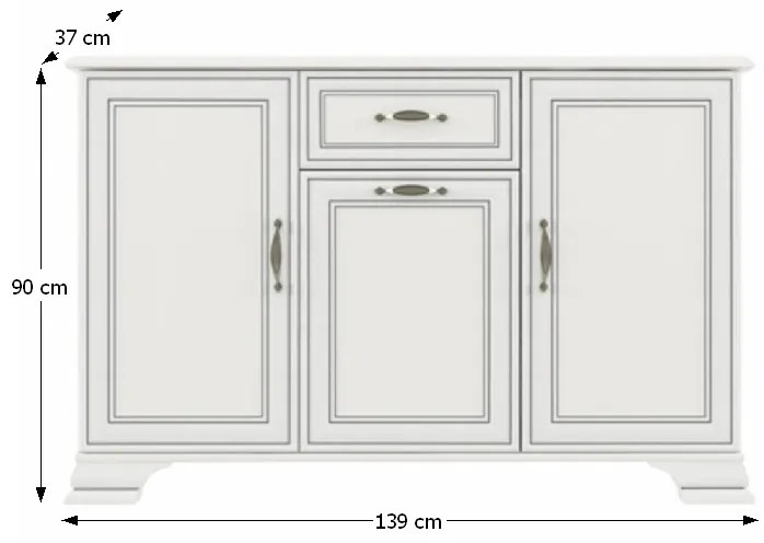 Trojdverová komoda Tiffy 3D1S - woodline krém