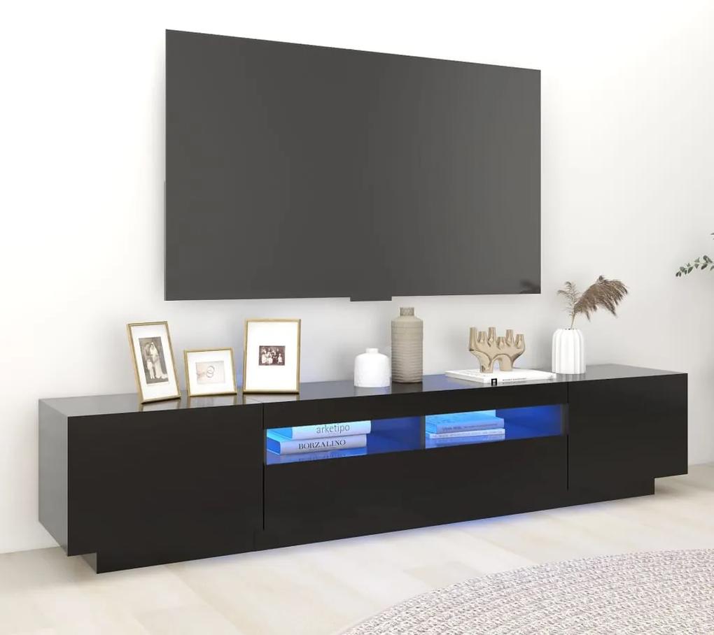 TV skrinka s LED svetlami čierna 200x35x40 cm 3081907