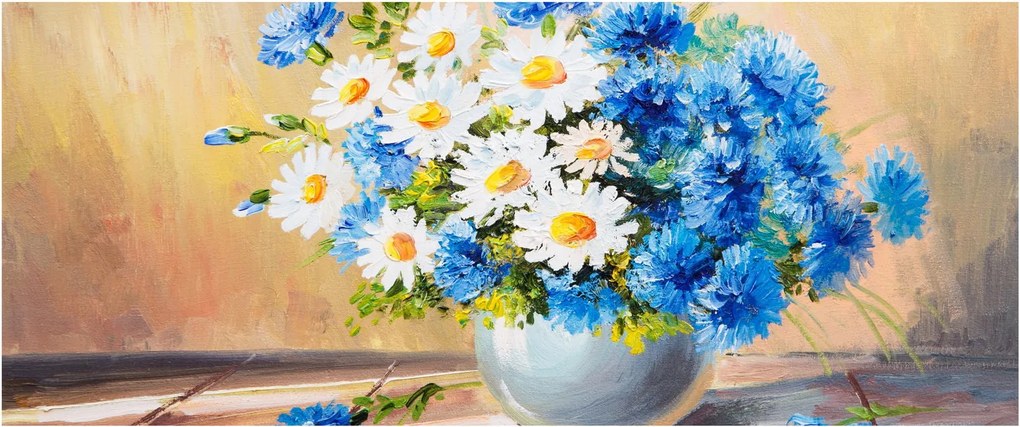 Maľovaný obraz vázy kvetín (120x50 cm)