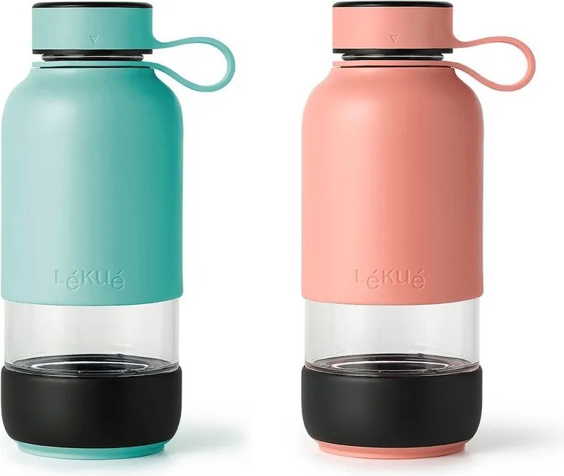 Tyrkysovomodrá cestovná sklenená fľaša 500 ml To Go – Lékué