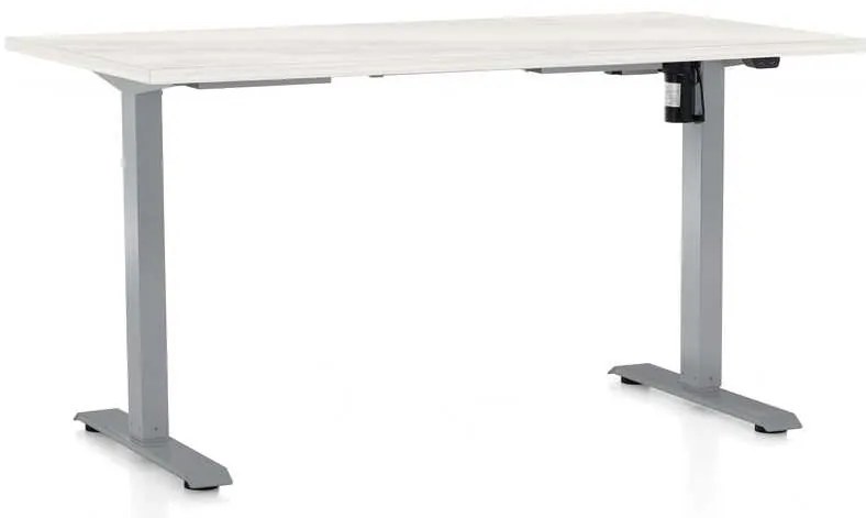 Výškovo nastaviteľný stôl OfficeTech A, 120 x 80 cm, sivá podnož, biely jaseň