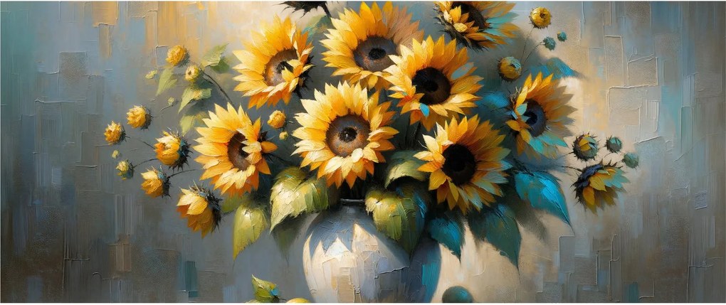 Obraz – Váza so slnečnicami (120x50 cm)