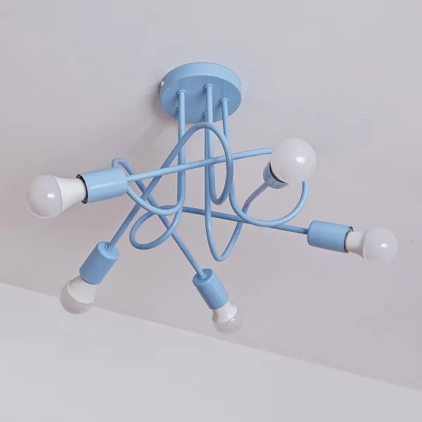 Prisadený luster OXFORD 5xE27/15W/230V, modrý