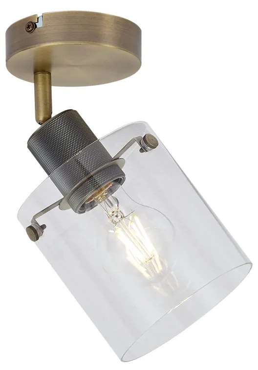 Dizajnový nástenný reflektor bronzový s čírym sklom - Domo