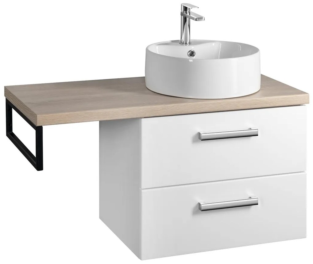 Aqualine Aqualine, VEGA Nábytková zostava do kúpeľne, šírka 97,5 cm, biela/dub platina, VG064-02