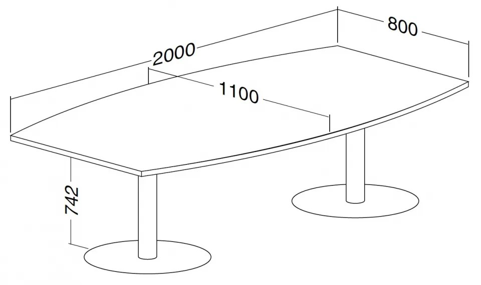 Konferenčný stôl ProOffice 80/110 x 200 x 74,2 cm, buk