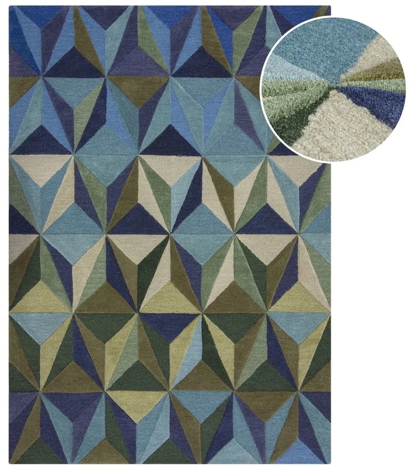 Modrý vlnený koberec 120x170 cm Reverie – Flair Rugs
