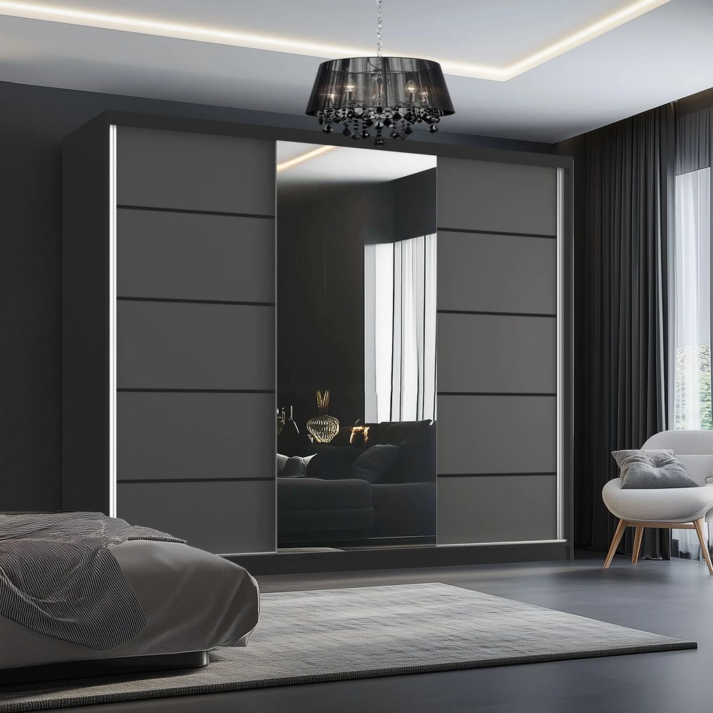 Šatníková skriňa SERENITY 200 cm šedý mat MT SERENITY SZP5/0/B/SR/0/HIAL