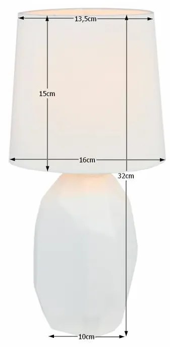 Keramická stolná lampa, biela, QENNY TYP 1 AT15556