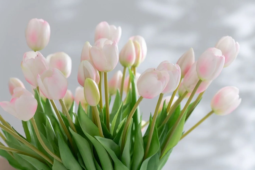 Kytica 7ks svetlo ružových realistických tulipánov Tulips - 45cm