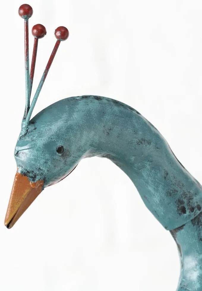Záhradná kovová figúrka Peafowl, 78 cm, modrá